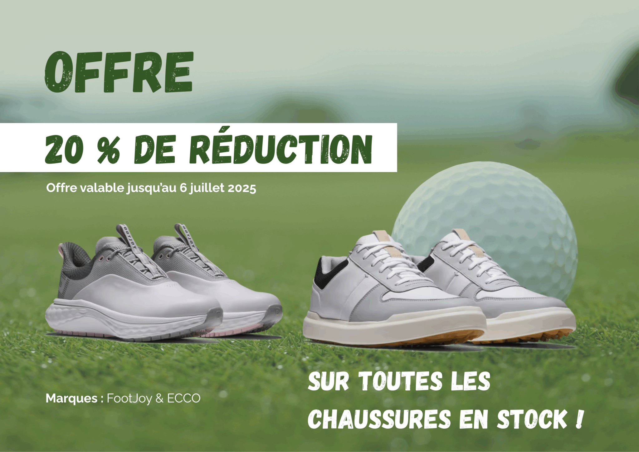 Sonderangebot: -20 % auf unsere vorrätigen Golfschuhe!