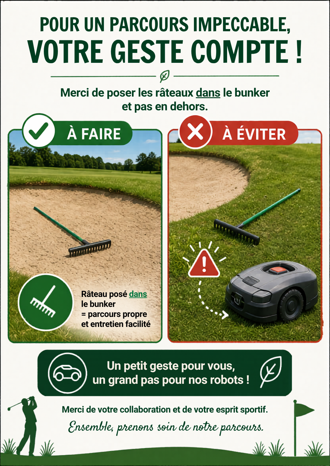 Râteaux dans les bunkers
